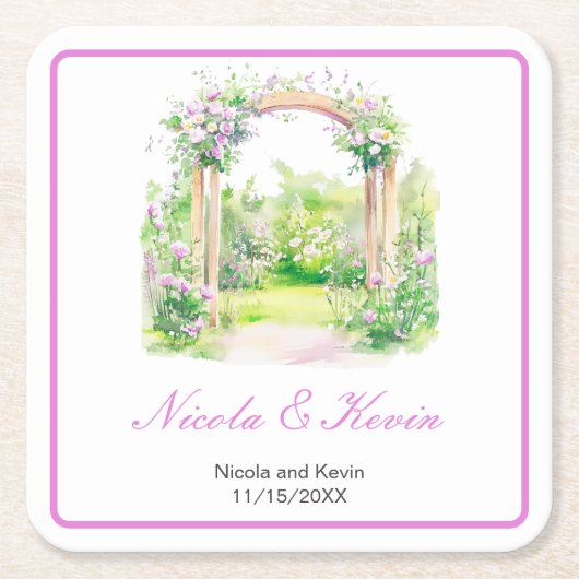 Spring Floral Wedding Arch Kartonnen Onderzetters (Voorkant)