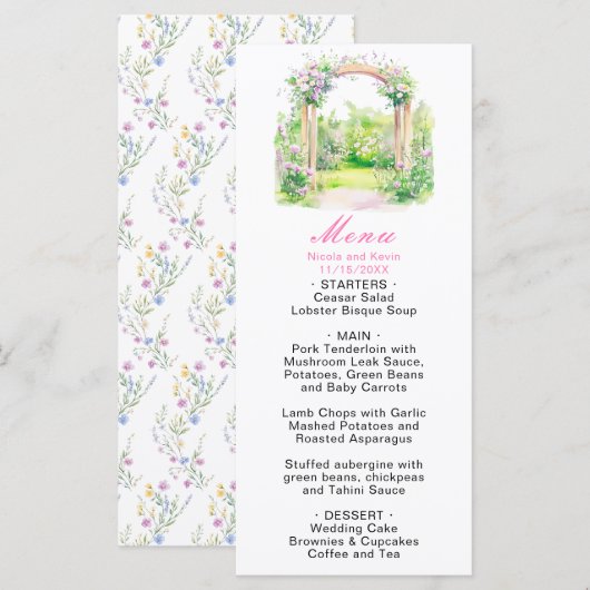 Spring Floral Wedding Arch Menu (Voorkant / Achterkant)