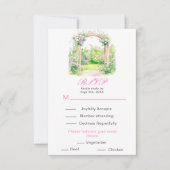 Spring Floral Wedding Arch Receptie RSVP Kaartje (Voorkant)