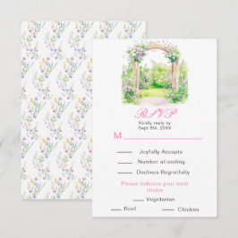 Spring Floral Wedding Arch Receptie RSVP Kaartje