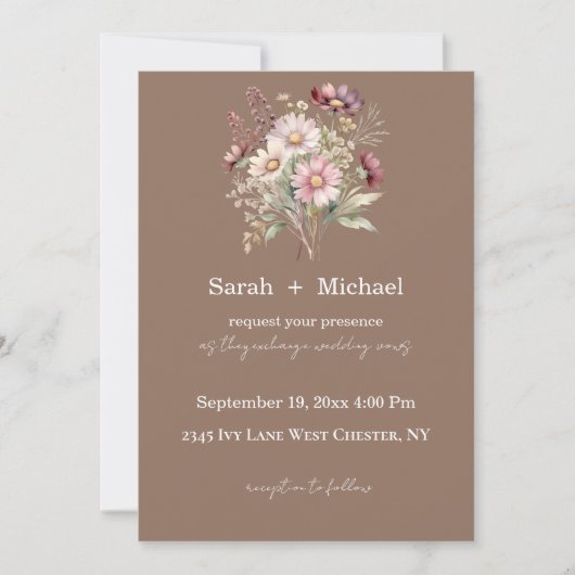 Spring Floral Wedding Invitation Kaart (Voorkant)