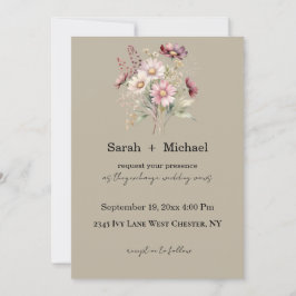 Spring Floral Wedding Invitation Kaart