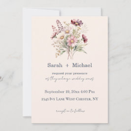 Spring Floral Wedding Invitation Kaart