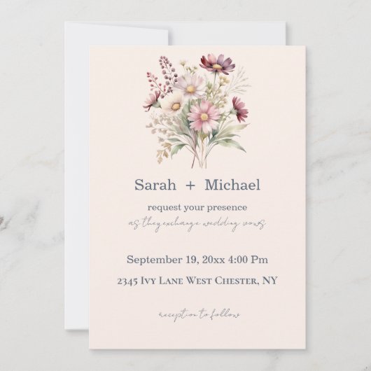 Spring Floral Wedding Invitation Kaart (Voorkant)