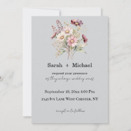 Spring Floral Wedding Invitation Kaart