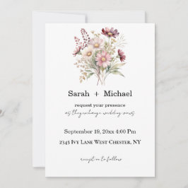 Spring Floral Wedding Invitation Kaart
