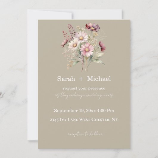Spring Floral Wedding Invitation Kaart (Voorkant)