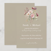 Spring Floral Wedding Invitation Kaart (Voorkant / Achterkant)