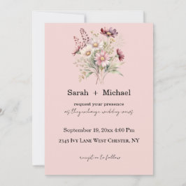 Spring Floral Wedding Invitation Kaart