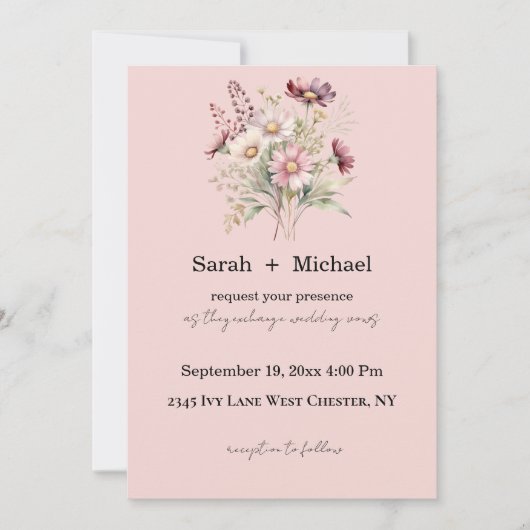 Spring Floral Wedding Invitation Kaart (Voorkant)