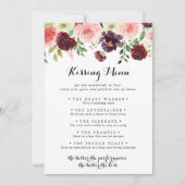 Spring Floral Wedding Kissing Menu Game Kaart (Voorkant)