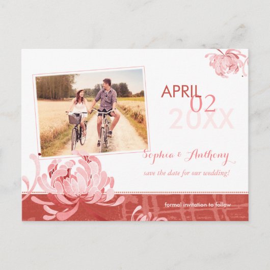 Spring Floral Wedding Photo Save the Date Aankondigingskaart (Voorkant)