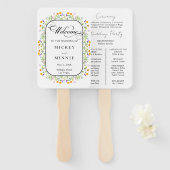 Spring Floral Wedding Programma Hand Fan Handwaaier (Voorkant en achterkant)
