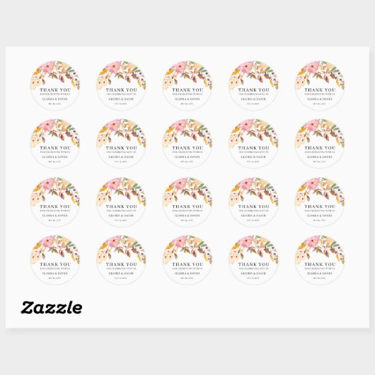 Spring Floral Wedding Ronde Sticker (Vel)