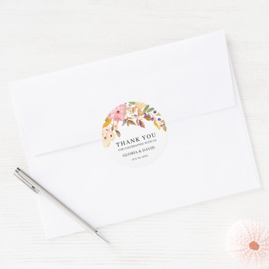 Spring Floral Wedding Ronde Sticker (Envelop)