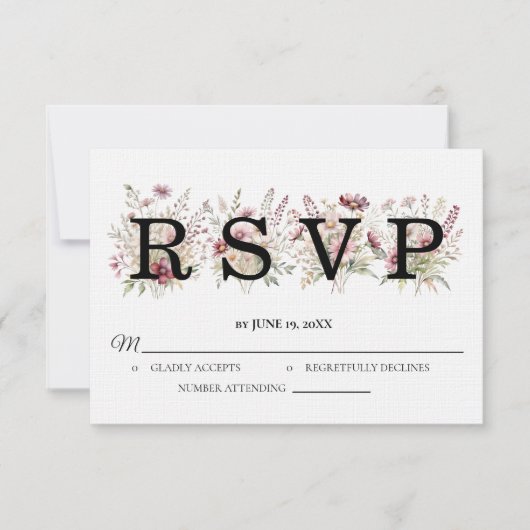 Spring Floral Wedding RSVP card Kaartje (Voorkant)