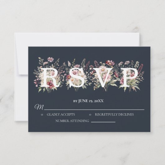 Spring Floral Wedding RSVP card Kaartje (Voorkant)
