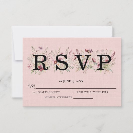 Spring Floral Wedding RSVP card Kaartje (Voorkant)