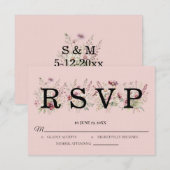 Spring Floral Wedding RSVP card Kaartje (Voorkant / Achterkant)
