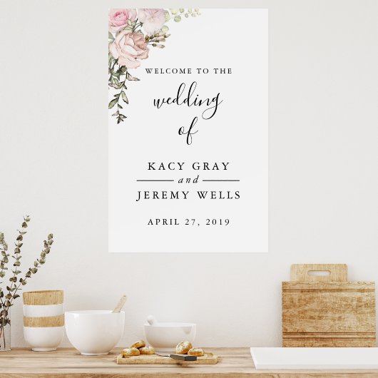 Spring Floral Wedding Sign Poster (Keuken)