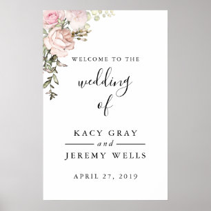 Spring Floral Wedding Sign Poster