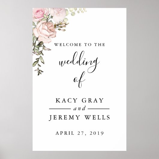 Spring Floral Wedding Sign Poster (Voorkant)