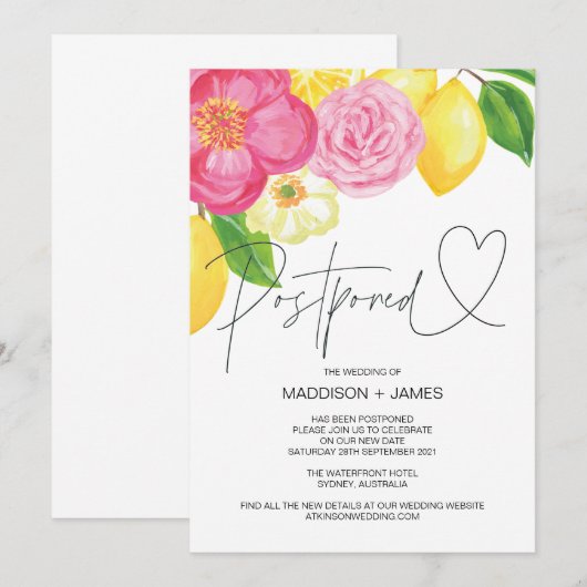 Spring Floral Wedding Uitgesteld Wijzig de Datum Kaart (Voorkant / Achterkant)