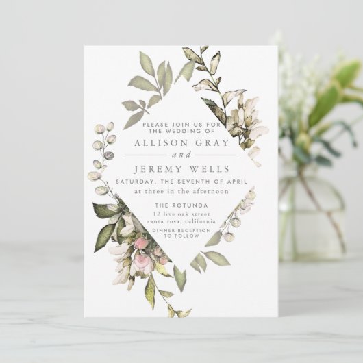 Spring Floral Wedding Uitnodiging (Staand voorkant)