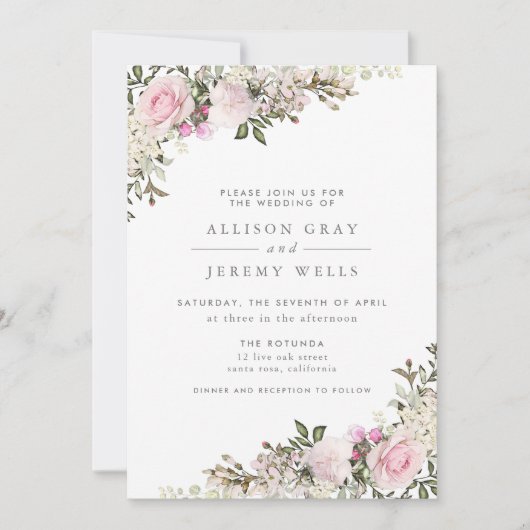 Spring Floral Wedding Uitnodiging (Voorkant)