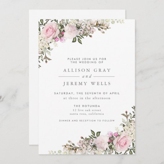 Spring Floral Wedding Uitnodiging (Voorkant / Achterkant)