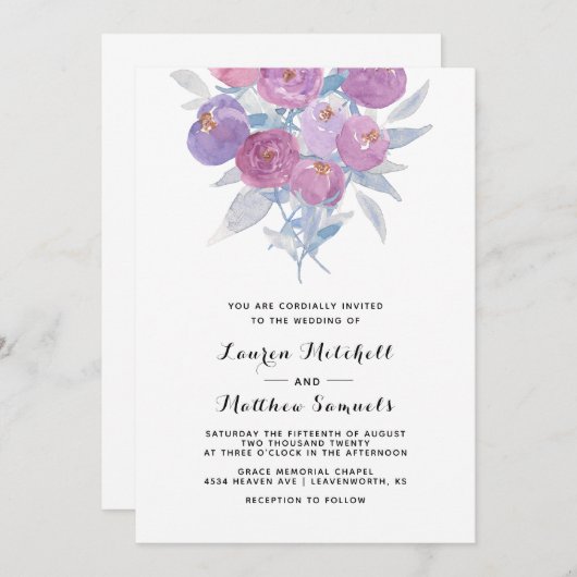 Spring Floral Wedding Uitnodiging (Voorkant / Achterkant)