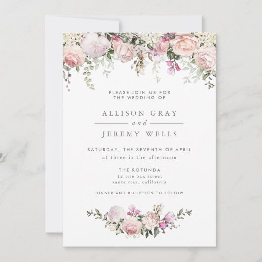 Spring Floral Wedding Uitnodiging (Voorkant)