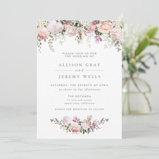 Spring Floral Wedding Uitnodiging (Staand voorkant)