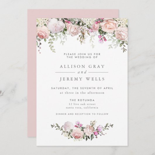 Spring Floral Wedding Uitnodiging (Voorkant / Achterkant)