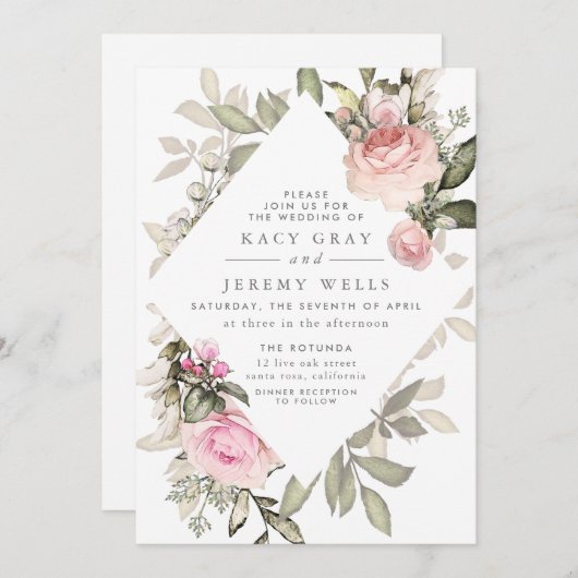 Spring Floral Wedding Uitnodiging (Voorkant / Achterkant)