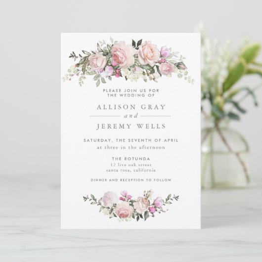 Spring Floral Wedding Uitnodiging (Staand voorkant)