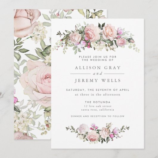 Spring Floral Wedding Uitnodiging (Voorkant / Achterkant)