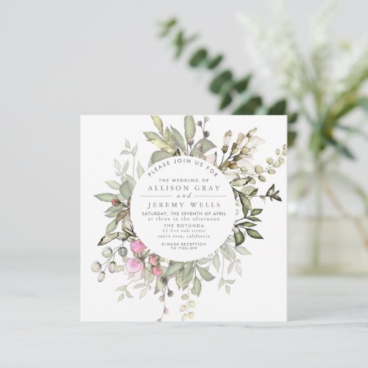 Spring Floral Wedding Uitnodiging (Staand voorkant)