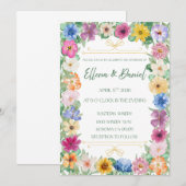 Spring Floral Wildflower Wedding Invitation  Kaart (Voorkant / Achterkant)