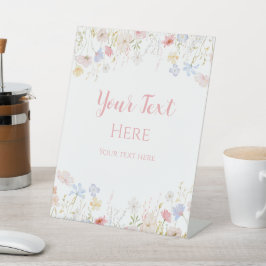 Spring Floral Wildflowers Party Sign Reclamebord Met Voetstuk