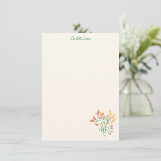 Spring Floral Wildflowers Personalized Stationery Bedankkaart (Staand voorkant)