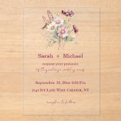 Spring Floral Wine Acrylic Wedding Invitation Acryl Uitnodigingen (Voorkant)