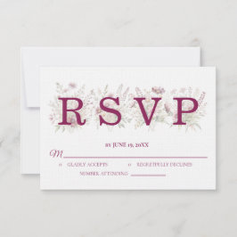 Spring Floral Wine Wedding RSVP card Kaartje