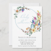 Spring Floral Wreath en Paasthreaded Baby shower Kaart (Voorkant)