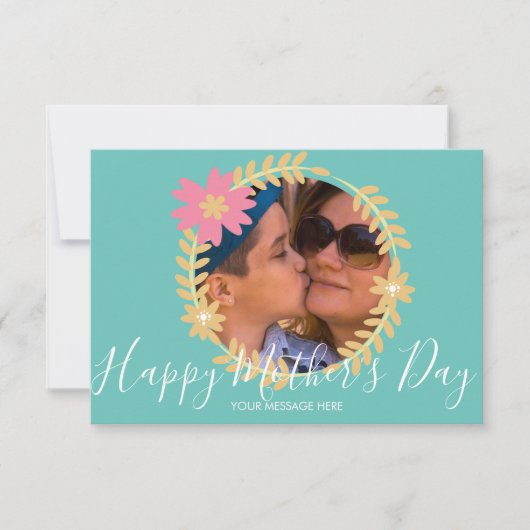 Spring Floral Wreath Happy Moederdag Kaart (Voorkant)