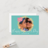 Spring Floral Wreath Happy Moederdag Kaart (Voorkant / Achterkant in situ)