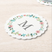 Spring Floral Wreath Monogram Kartonnen Onderzetters (Gekanteld)