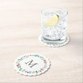 Spring Floral Wreath Monogram Kartonnen Onderzetters (Insitu)