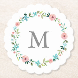 Spring Floral Wreath Monogram Kartonnen Onderzetters