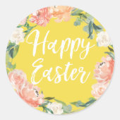Spring Floral Yellow Easter Ronde Sticker (Voorkant)
